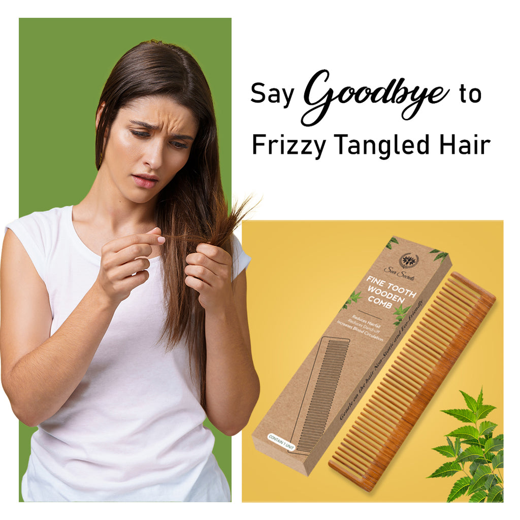 Tagline Fine tooth wooden comb