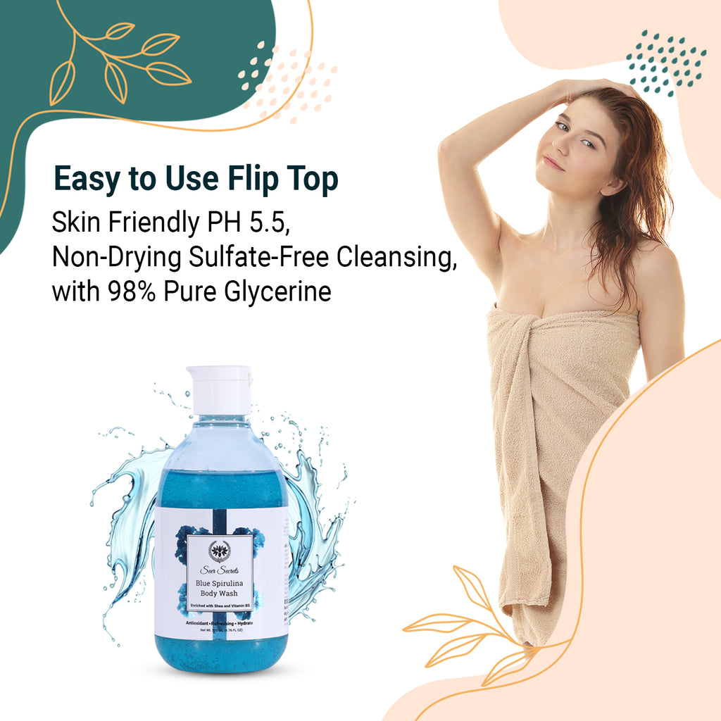 uses blue spirulina body wash