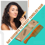 Tagline wide handle wooden comb