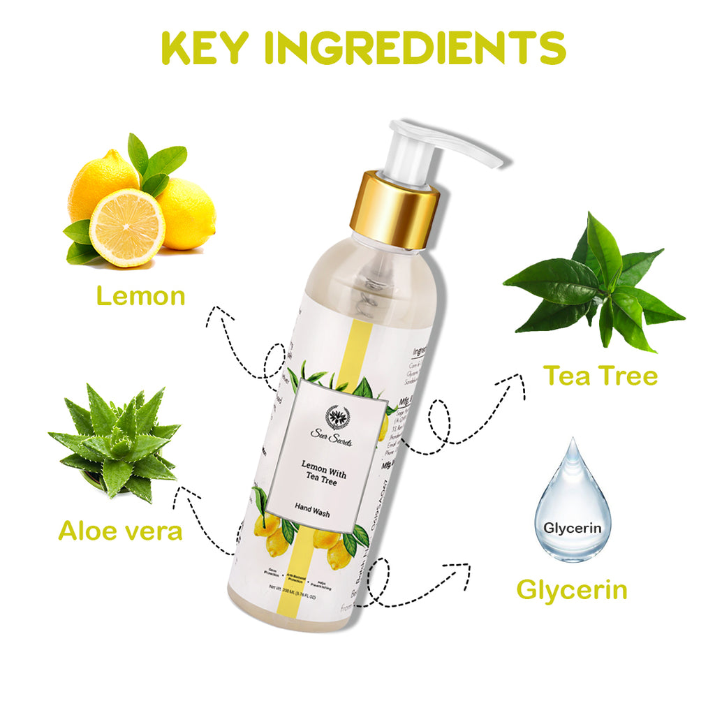 Key ingredients benefits ingredients seersecrets lemon with tea tree hand wash